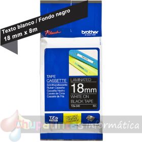 Brother TZe345 Cinta Laminada Original de Etiquetas - Texto blanco sobre fondo negro - Ancho 18mm x 8 metros-1