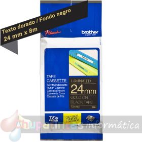 Brother TZe354 Cinta Laminada Original de Etiquetas - Texto dorado sobre fondo negro - Ancho 24mm x 8 metros-1