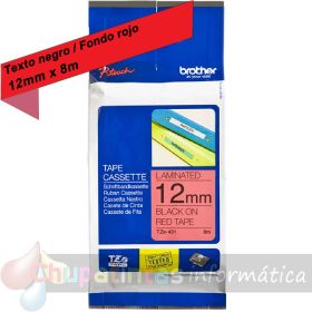 Brother TZe431 Cinta Laminada Original de Etiquetas - Texto negro sobre fondo rojo - Ancho 12mm x 8 metros-1