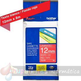 Brother TZe435 Cinta Laminada Original de Etiquetas - Texto blanco sobre fondo rojo - Ancho 12mm x 8 metros-1
