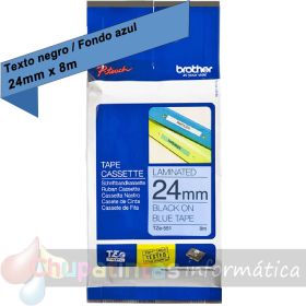 Brother TZe551 Cinta Laminada Original de Etiquetas - Texto negro sobre fondo azul - Ancho 24mm x 8 metros-1