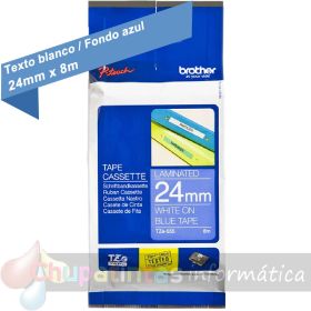 Brother TZe555 Cinta Laminada Original de Etiquetas - Texto blanco sobre fondo azul - Ancho 24mm x 8 metros-1