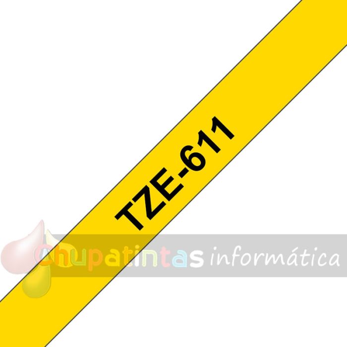 Brother TZe611 Cinta Laminada Original de Etiquetas - Texto negro sobre fondo amarillo - Ancho 6mm x 8 metros-3