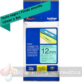 Brother TZe731 Cinta Laminada Original de Etiquetas - Texto negro sobre fondo verde - Ancho 12mm x 8 metros-1