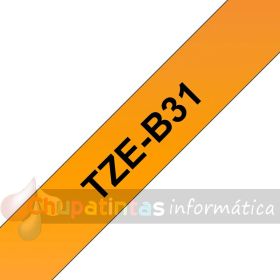 Brother TZeB31 Cinta Laminada Fluorescente Original de Etiquetas - Texto negro sobre fondo naranja - Ancho 12mm x 5 metros-3