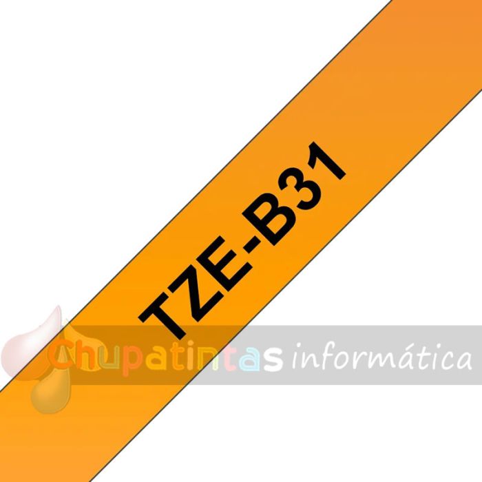 Brother TZeB31 Cinta Laminada Fluorescente Original de Etiquetas - Texto negro sobre fondo naranja - Ancho 12mm x 5 metros-3