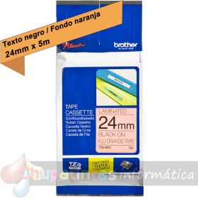 Brother TZeB51 Cinta Laminada Fluorescente Original de Etiquetas - Texto negro sobre fondo blanco - Ancho 24mm x 5 metros-1