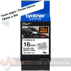 Brother TZeFX241 Cinta Laminada Flexible Original de Etiquetas - Texto negro sobre fondo blanco - Ancho 18mm x 8 metros-1