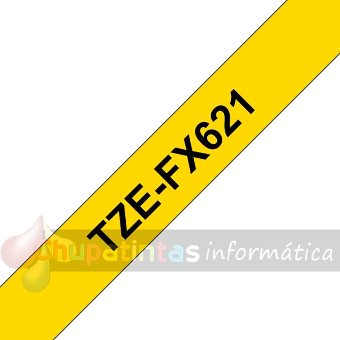 Brother TZeFX621 Cinta Laminada Flexible Original de Etiquetas - Texto negro sobre fondo amarillo - Ancho 9mm x 8 metros-3