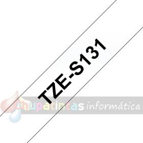 Brother TZeS131 Cinta Laminada Super Adhesiva Original de Etiquetas - Texto negro sobre fondo transparente - Ancho 12mm x 8 metros
