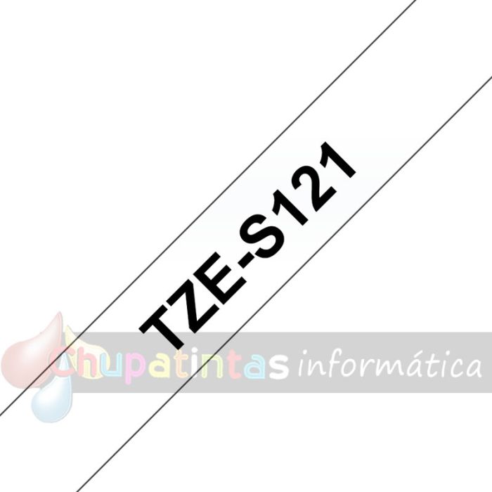 Brother TZeS121 Cinta Laminada Super Adhesiva Original de Etiquetas - Texto negro sobre fondo transparente - Ancho 9mm x 8 metros