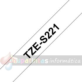 Brother TZeS221 Cinta Laminada Super Adhesiva Original de Etiquetas - Texto negro sobre fondo blanco - Ancho 9mm x 8 metros-3