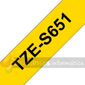 Brother TZeS651 Cinta Laminada Super Adhesiva Original de Etiquetas - Texto negro sobre fondo amarillo - Ancho 24mm x 8 metros-3