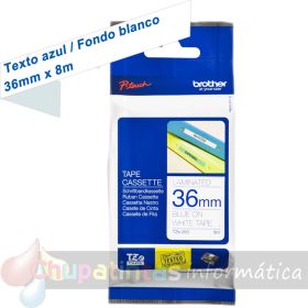 Brother TZe263 Cinta Laminada Original de Etiquetas - Texto azul sobre fondo blanco - Ancho 36mm x 8 metros-1