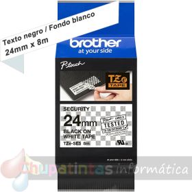 Brother TZeSE5 Cinta Laminada de Seguridad Original de Etiquetas - Texto negro sobre fondo blanco - Ancho 24mm x 8 metros-1