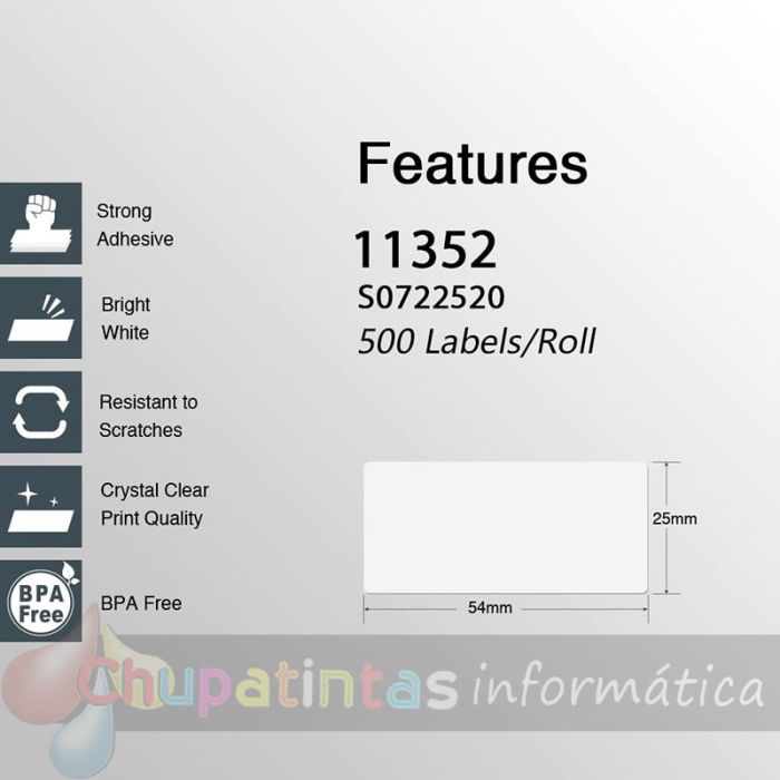 DYMO LABELWRITER 11352 ETIQUETAS PARA ARCHIVO DE PAPEL TERMICO GENERICO S0722520-4