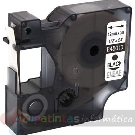 Dymo D1 45010 Cinta de Etiquetas Genérica para Rotuladora - Texto negro-fondo transparente - 12mmx7m-1