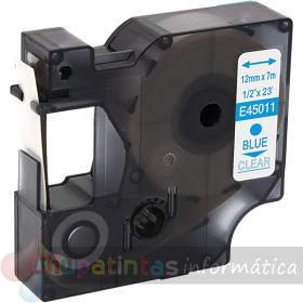 Dymo D1 45011 Cinta de Etiquetas Genérica para Rotuladora - Texto azul-fondo transparente - 12mmx7m-1