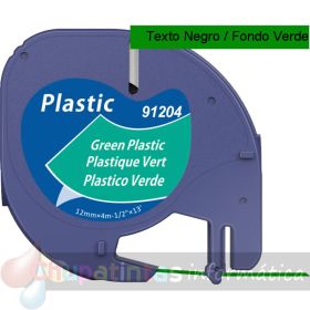 Dymo LetraTag 91204 Cinta de Etiquetas Genérica para Rotuladora: texto negro-fondo verde-1
