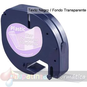 Dymo LetraTag S0721530 Cinta de Etiquetas Genérica para Rotuladora - Texto negro-fondo transparente - 12mm x 4 metros (12267)-1