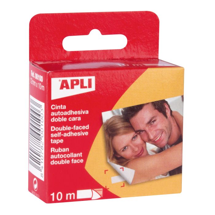 Apli Dispensador Doble Cara 12x10 - Facil Extraccion - Resistente y Duradero - Adhesion Instantanea - para Reparaciones y Trabajos Manuales - Color Transparente
