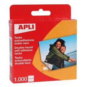 Apli Tacks Autoadhesivos Doble Cara - Tamaño 12x16 - 1000 Unidades por Caja - Ideal para Manualidades y Albumes - Libre de Acidos - Transparente