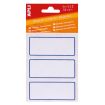 Apli Etiquetas Adhesivas Escolares Basicas - Tamaño 78x34mm - 6 Hojas (18 Etiquetas) - Adhesivo Permanente de Alta Calidad - Color Blanco con Ribete Azul