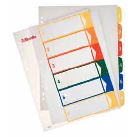 Esselte Indices Proyectos Imprimibles A4 Maxi PP Tipo 1-6 Multicolor Material PP Rigido 300 Micras Portada 350 Micras Tamaño A4 Maxi