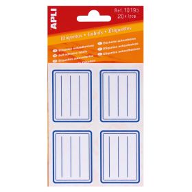 Apli Etiquetas Adhesivas Escolares Basicas - Tamaño 50x38mm - Ribete Azul - Adhesivo Permanente - Ideal para Marcar e Identificar - Color Blanco