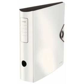 Leitz Archivador de Palanca Active Solid - Mecanismo de 180°, 75mm - Capacidad 500 Hojas A4 - Cierre Elastico - Fundas Interiores - Lomo Redondeado - Blanco PP Polyfoam