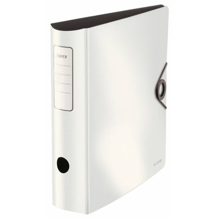 Leitz Archivador de Palanca Active Solid - Mecanismo de 180°, 75mm - Capacidad 500 Hojas A4 - Cierre Elastico - Fundas Interiores - Lomo Redondeado - Blanco PP Polyfoam