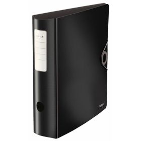 Leitz Archivador Palanca 180° Active Solid - Mecanismo 180°, 75mm - Cierre Elastico - Fundas Interiores - Lomo Redondeado - Capacidad 500 Hojas A4 - Negro PP Polyfoam Ligero