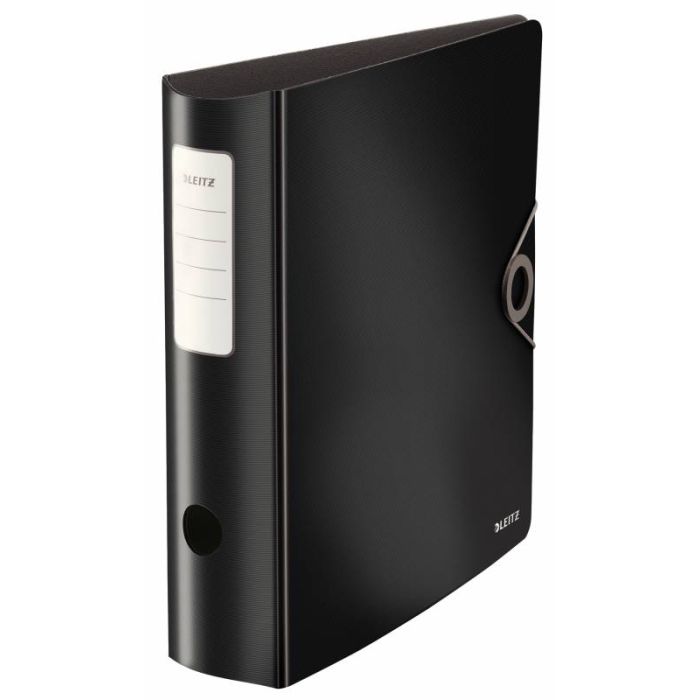 Leitz Archivador Palanca 180° Active Solid - Mecanismo 180°, 75mm - Cierre Elastico - Fundas Interiores - Lomo Redondeado - Capacidad 500 Hojas A4 - Negro PP Polyfoam Ligero
