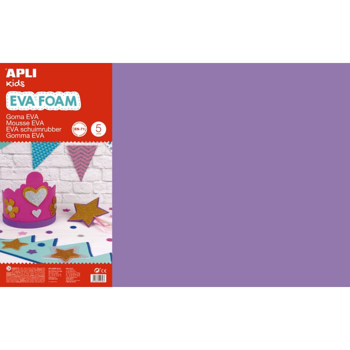Apli Goma Eva Lila 600x400 - 5 Hojas de Espuma Suave y Flexible