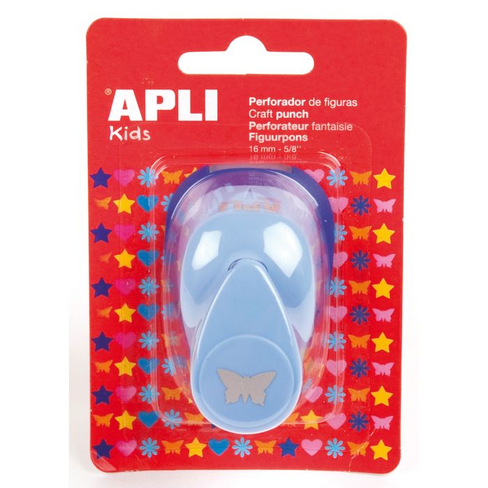 Apli Perforadora de Papel en Forma de Mariposa - Figura de 16mm - Perfora Papel, Carton y Cartulina de Hasta 220g/m² - Deposito de Papel - Doble Uso - Ideal para Scrapbooking, Manualidades y Decoraciones - Color Plateado