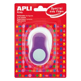 Apli Perforadora de Papel y Goma Eva en Forma de Circulo - Tamaño de Figura 25.4mm - Perfora Papel, Carton, Cartulina y Goma Eva de Hasta 2mm - Deposito de Restos - Color Blanco