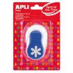 Apli Perforadora Copo de Nieve - Figura de 25.4mm - Perfora Papel, Carton, Cartulina y Goma Eva de Hasta 2mm - Deposito de Restos - Doble Uso - Ideal para Manualidades y Decoraciones - Color Blanco