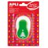 Apli Perforadora Árbol Navidad - Figura 25.4mm - Perfora Papel, Carton, Cartulina y Goma Eva de Hasta 2mm - Deposito de Restos - Doble Uso para Decoracion - Color Verde