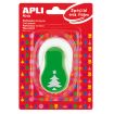 Apli Perforadora Árbol Navidad - Figura 25.4mm - Perfora Papel, Carton, Cartulina y Goma Eva de Hasta 2mm - Deposito de Restos - Doble Uso para Decoracion - Color Verde