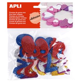 Apli Formas Goma Eva Adhesivas Numeros Purpurina Metalizada - 50 U - Faciles de Pegar - Brillo Metalico - Ideal para Manualidades