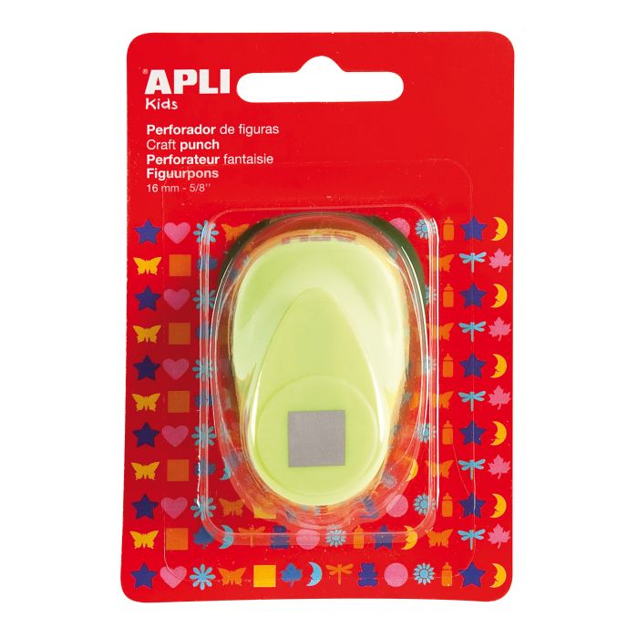 Apli Perforadora Cuadrada de Papel - Figura de 16mm - Alta Calidad para Papel, Carton y Cartulina - Deposito de Papel - Doble Uso para Decoracion - Ideal para Manualidades - Color Plateado