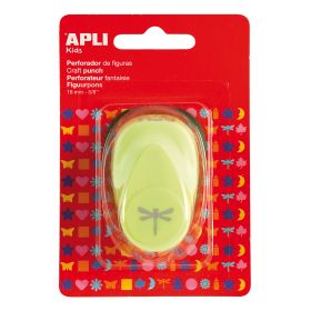 Apli Perforadora de Papel en Forma de Libelula - Tamaño de Figura 16mm - Alta Calidad para Papel, Carton y Cartulina - Deposito de Restos de Papel - Doble Uso para Decoracion - Color Verde