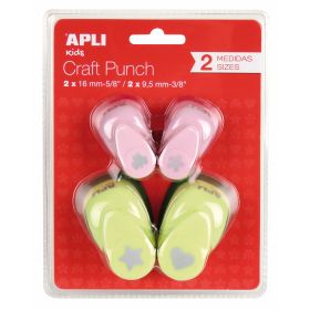 Apli Pack de 4 Perforadoras de Papel con Formas Variadas - Estrella (16mm), Corazon (16mm), Trebol (9.5mm) y Flor (9.5mm) - Alta Calidad para Papel, Carton y Cartulina - Deposito de Papel - Doble Uso para Decoracion