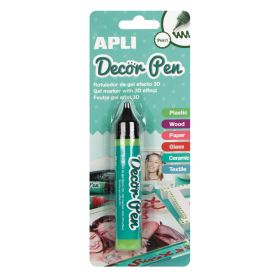 Apli Rotulador de Gel 3D con Acabado Perlado - 25ml - Ideal para Decorar Plastico, Madera, Papel, Cristal, Ceramica o Textil - Personalizacion Facil y Espectacular - Color Verde
