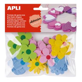 Apli Formas Goma Eva Adhesivas Flores Estampadas 40 U - Faciles de Pegar - Diseños Variados - Ideal para Manualidades