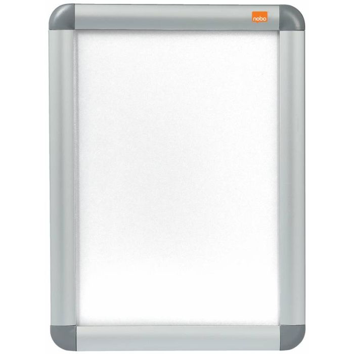 Nobo Marco Publicitario Tamaño A4 con Proteccion de PVC Antirreflectante y Resistente a la Intemperie - Marco de Aluminio Elegante - Color Plata