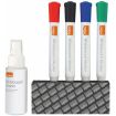 Nobo Kit Basico Accesorios Pizarra Blanca Borrado Seco - 4 Rotuladores Pizarra - Borrador Pizarra - Spray Limpiador 50Ml - Negro, Azul, Rojo, Verde - Color Blanco