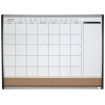 Nobo PlaNIFicador Pizarra Magnetica Pequeña con Tablero de Anuncios de Corcho 585x430mm - Semanal y Mensual - Marco Plateado y Negro - Blanco