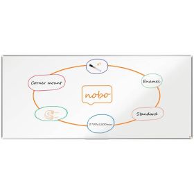 Nobo Premium Plus Pizarra Magnetica de Acero Vitrificado 2700x1200mm - Montaje en Esquina - Superficie de Borrado Superior - Color Blanco