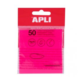 Apli Notas Adhesivas Transparentes Bloc 50 Hojas 75x75mm - Para Anotar sin Perder la Visibilidad del Texto o la Imagen - Resistentes al Agua - Color Rosa